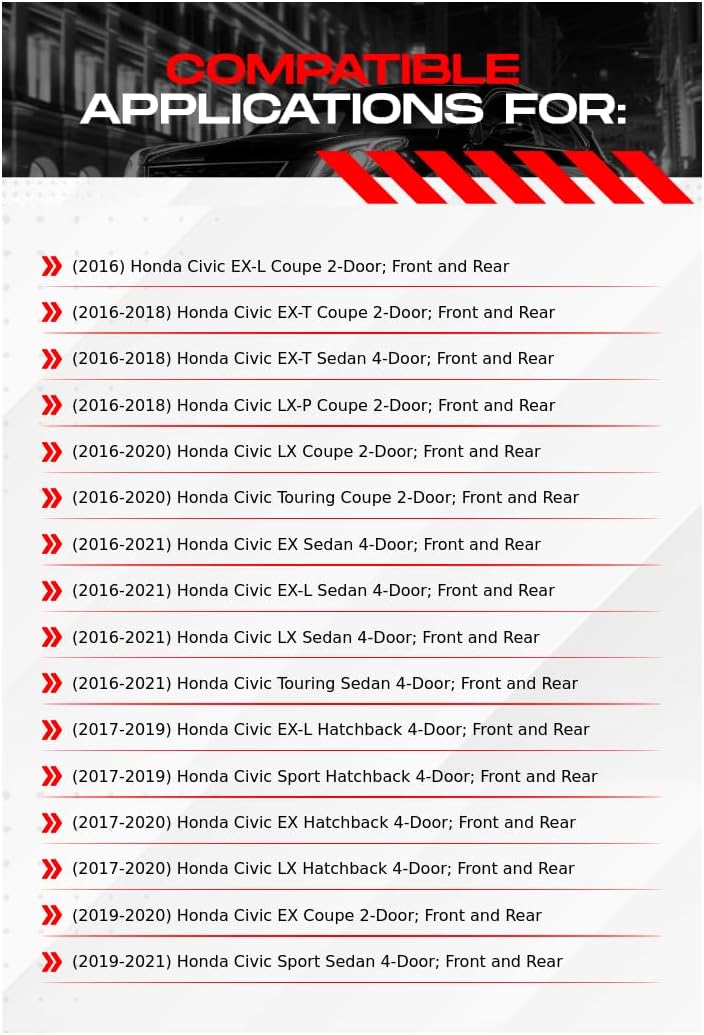 R1 Concepts Front and Rear Brake Kit Fits 2016-2021 Honda Civic| Ceramic Pads, Drilled Slotted Rotors| Hardware| 11.1' Front & 10.2' Rear