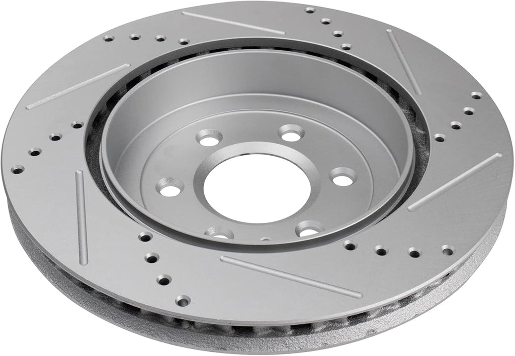 TRQ Performance Rear Brake Pad and Rotor Set Ceramic Vented Coated Rotors Calipers Compatible with 2004-2009 Cadillac SRX