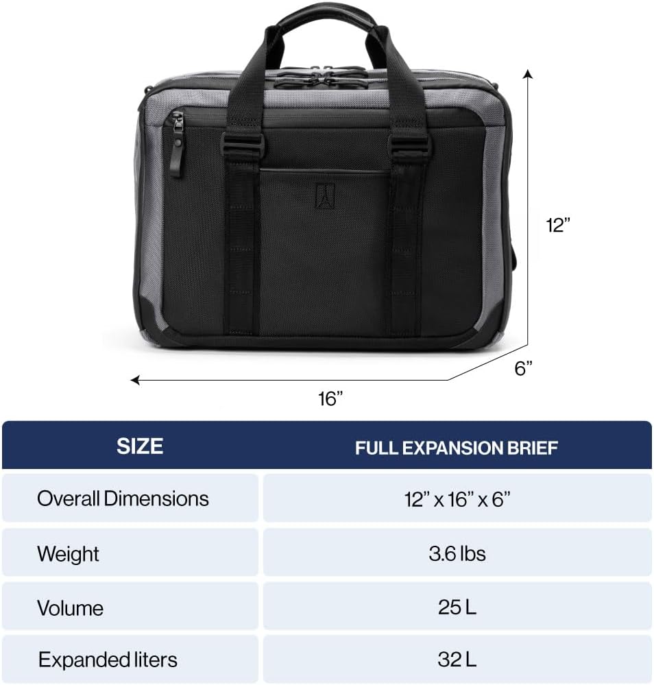 Travelpro Altitude Full Expansion Brief, Business Bag, 16 Inch Laptop, Work, Travel, Water Resistant, Men and