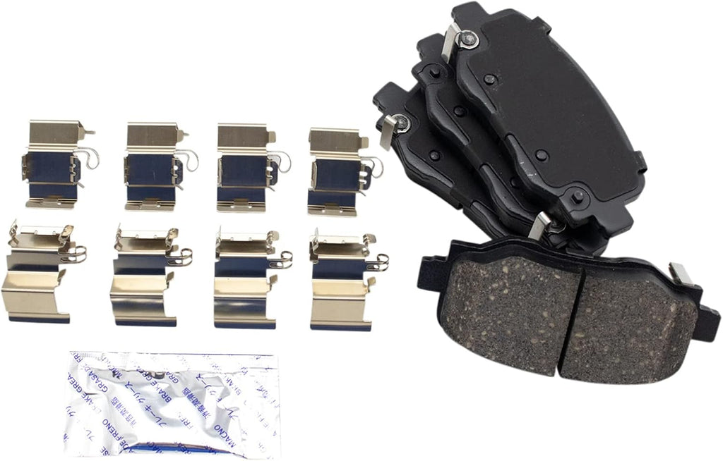 TRQ Performance Rear Brake Pad and Rotor Set Ceramic Solid Rotors Calipers Compatible with 2018 Fiat 500X 2018 Jeep Renegade