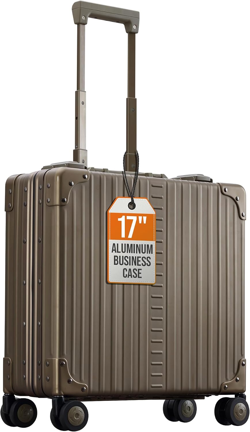 Aleon All Aluminum Lightweight 17' Rolling Laptop Catalog Case, Vertical Opening with TSA Locks & Aircraft-Grade Aluminum Frame