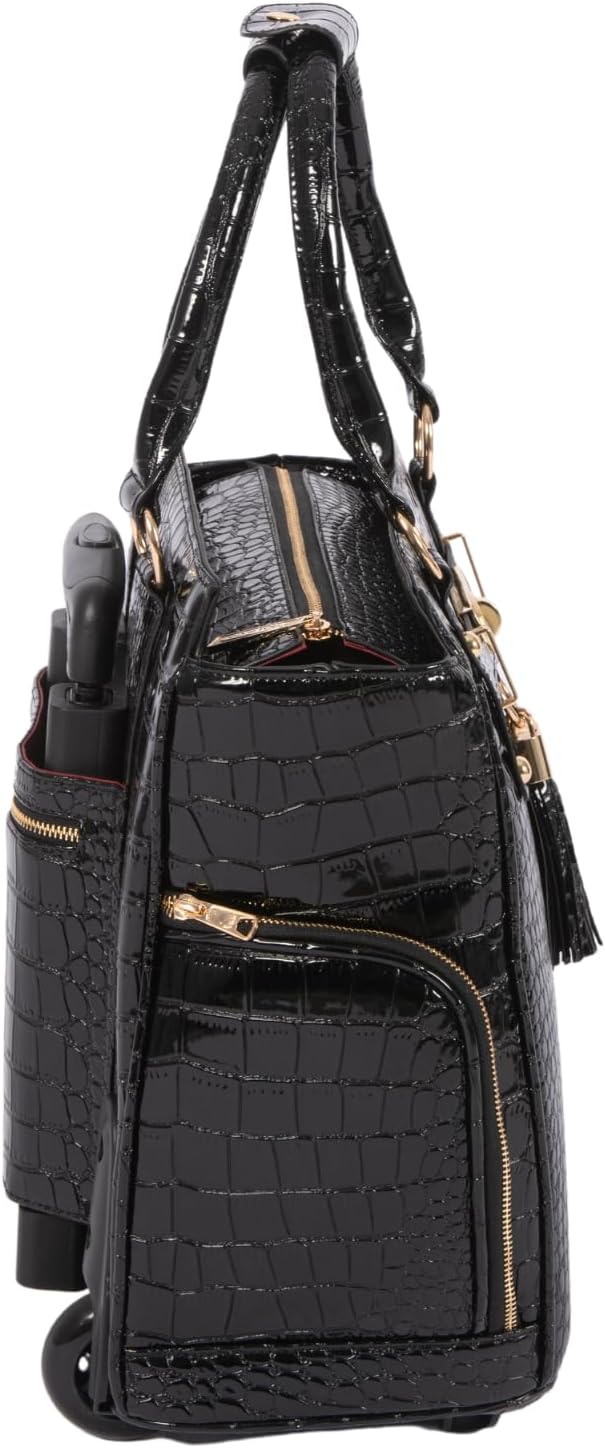 JKM & Company Rolling Laptop Bag for Women | Designer Wheeled Briefcase | Fits 13-17' Laptops | Office Travel Computer Case