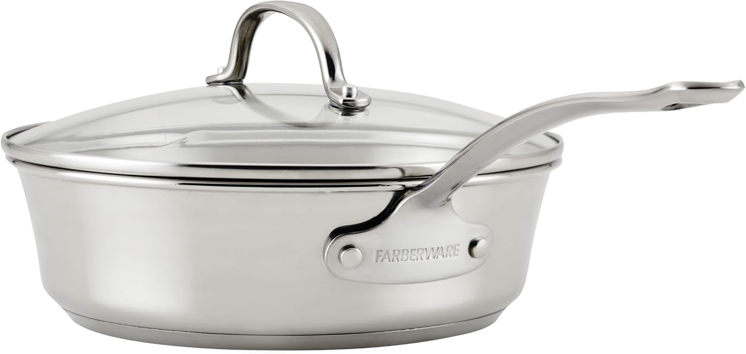 Farberware Millennium Stainless Steel Pots and Pans Set, 10-Piece Induction Cookware Set, Silver