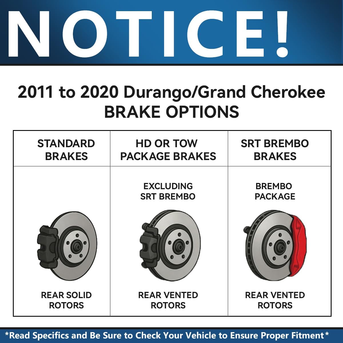 Detroit Axle - Brake Kit for 2011-2020 Jeep Grand Cherokee Dodge Durango Replacement Front & Rear Drilled & Slotted Disc Brake Rotors Ceramic Brakes Pads : 12.99' inch Rotor