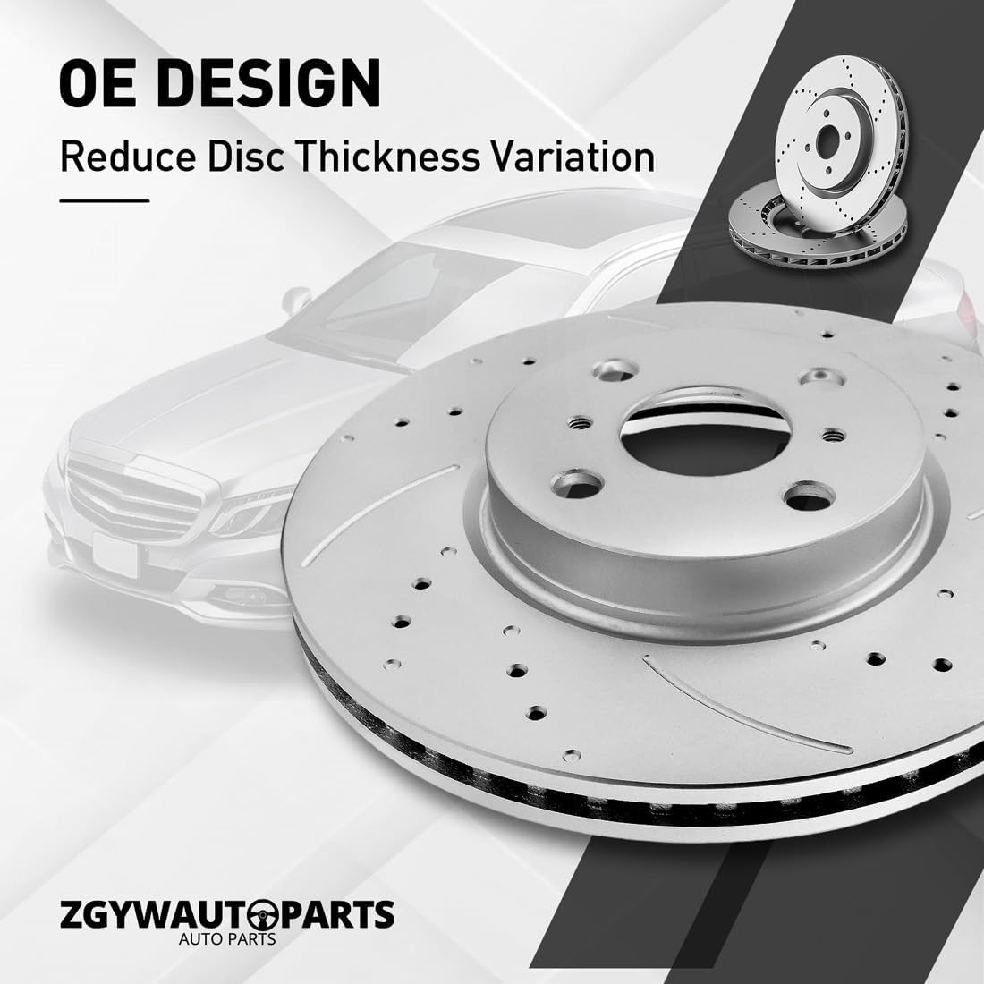 Pair Front Drilled and Slotted Rotors Ceramic Brake Pads for Chevy Silverado 1500 2002-2006, for GMC Sierra 1500 2003-2006, for GMC Yukon 2003-2006 Front Brake Pads and Rotors Kit