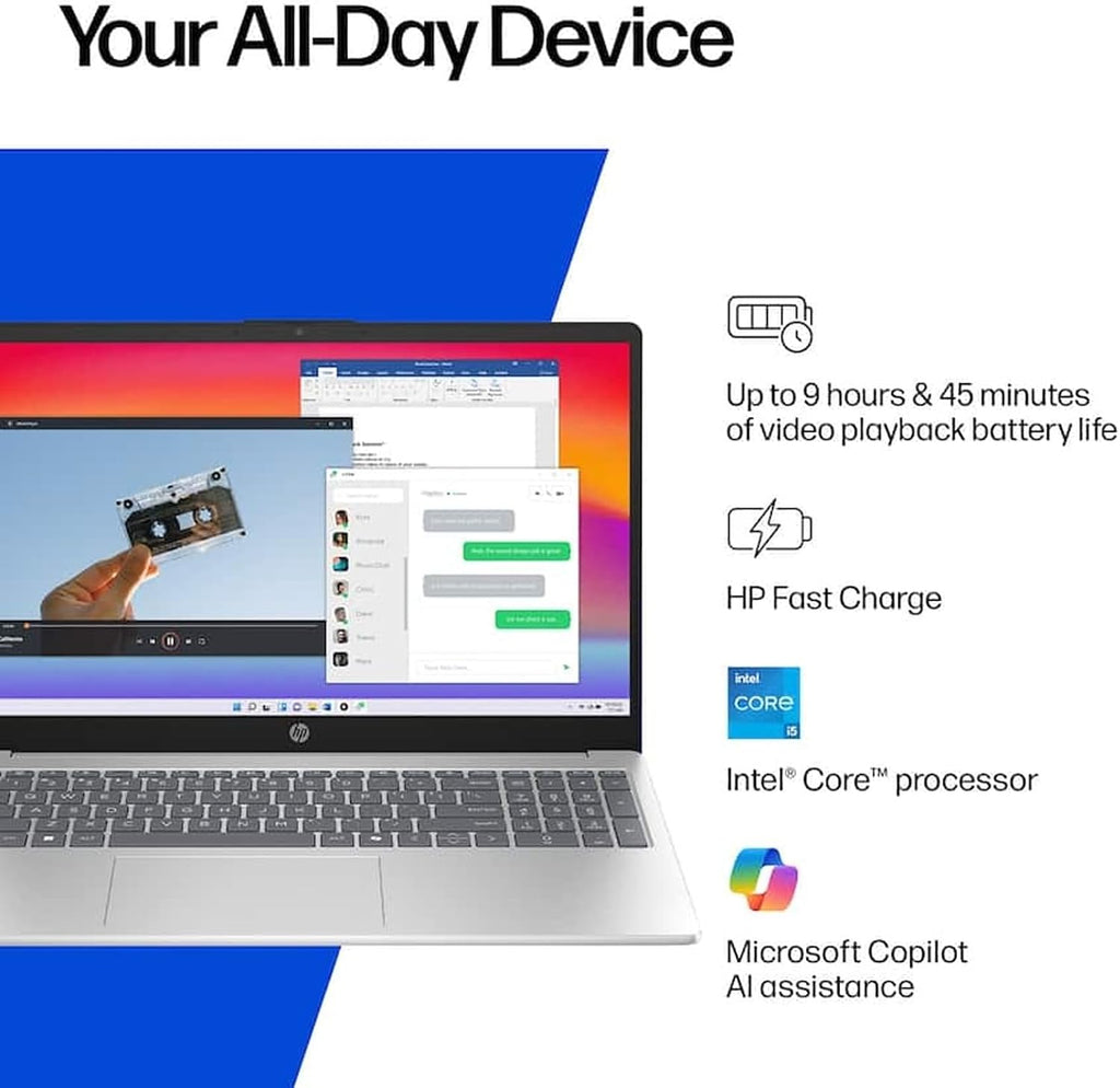 HP 15.6' FHD 300 Nits Touch Laptop | 13th Gen Intel Core i5-1334U 10-Core | 16GB RAM 512GB SSD | Long Battery Life| Privacy Camera| Wi-Fi 6| Copilot AI | Windows 11| for Business & Student| RK Bundle