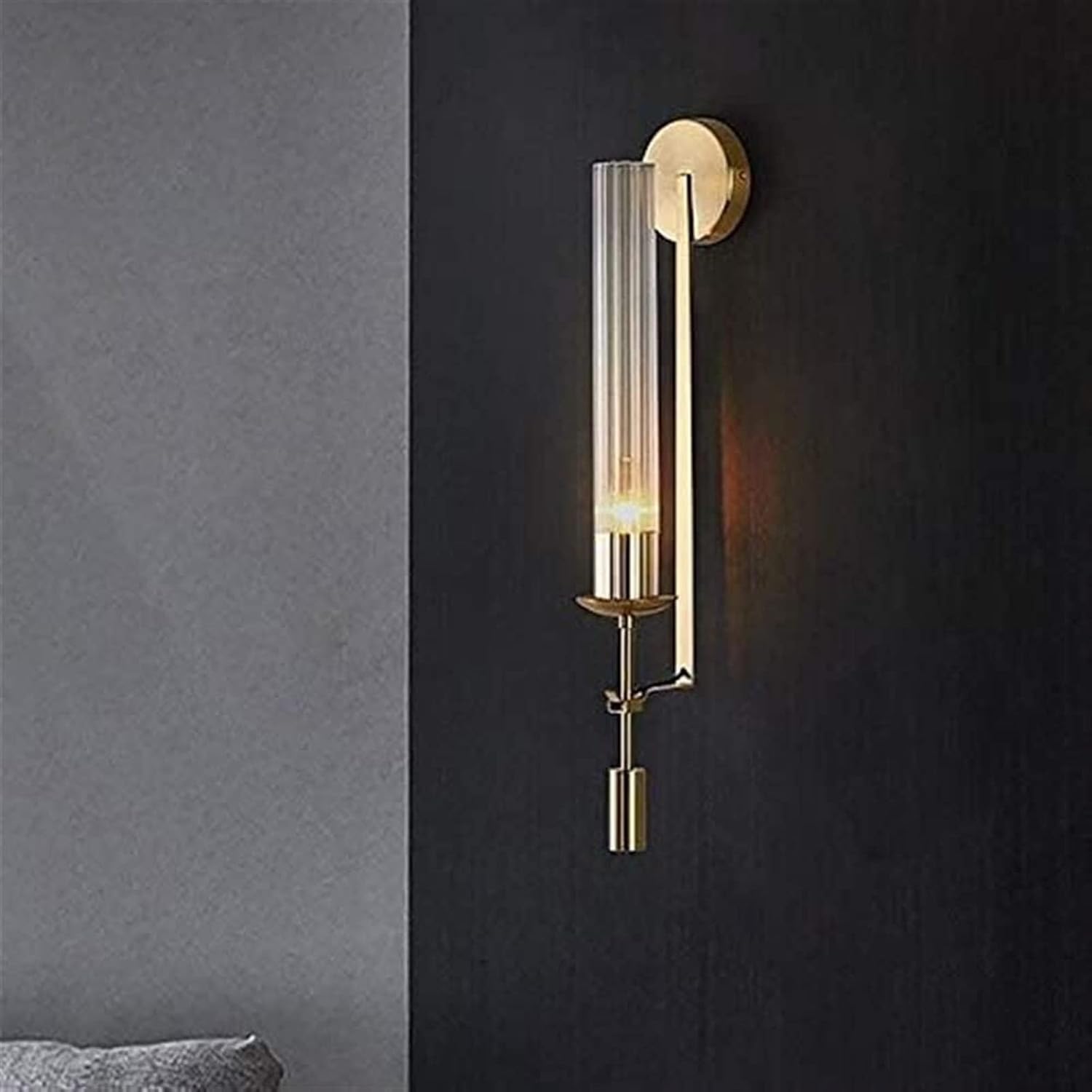 Modern 1 Bulb Gold Wall Sconce Creative LED Wall Lamp Tubular Clear Glass Wall Lighting Fixture for Bathroom Bedroom Living Room Corridor Hotel, Silver