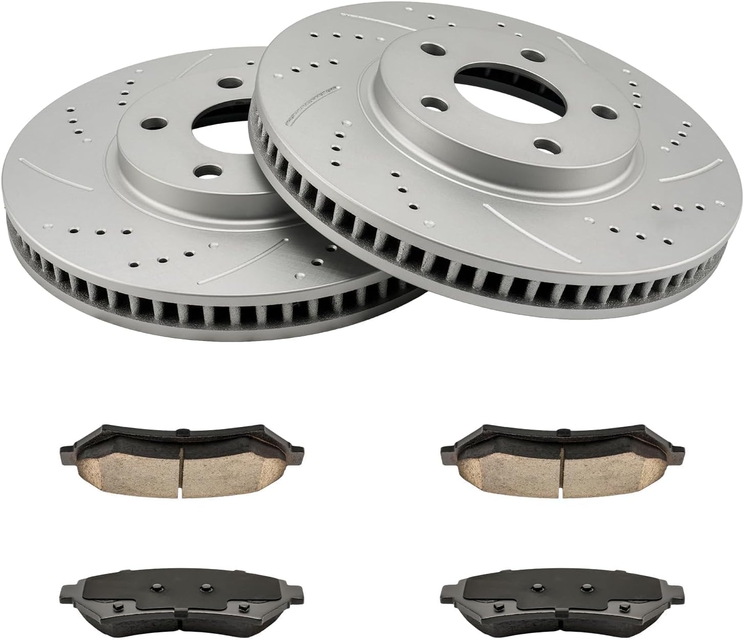 KAX Front Brake Kit for Impala, LeSabre, DeVille, Monte Carlo, Park Avenue, Aurora, Intrigue, Bonneville, Eldorado, Seville, Riviera, 11.91inch Brake Rotors Pads Kit, #55034+D699 Front Brakes