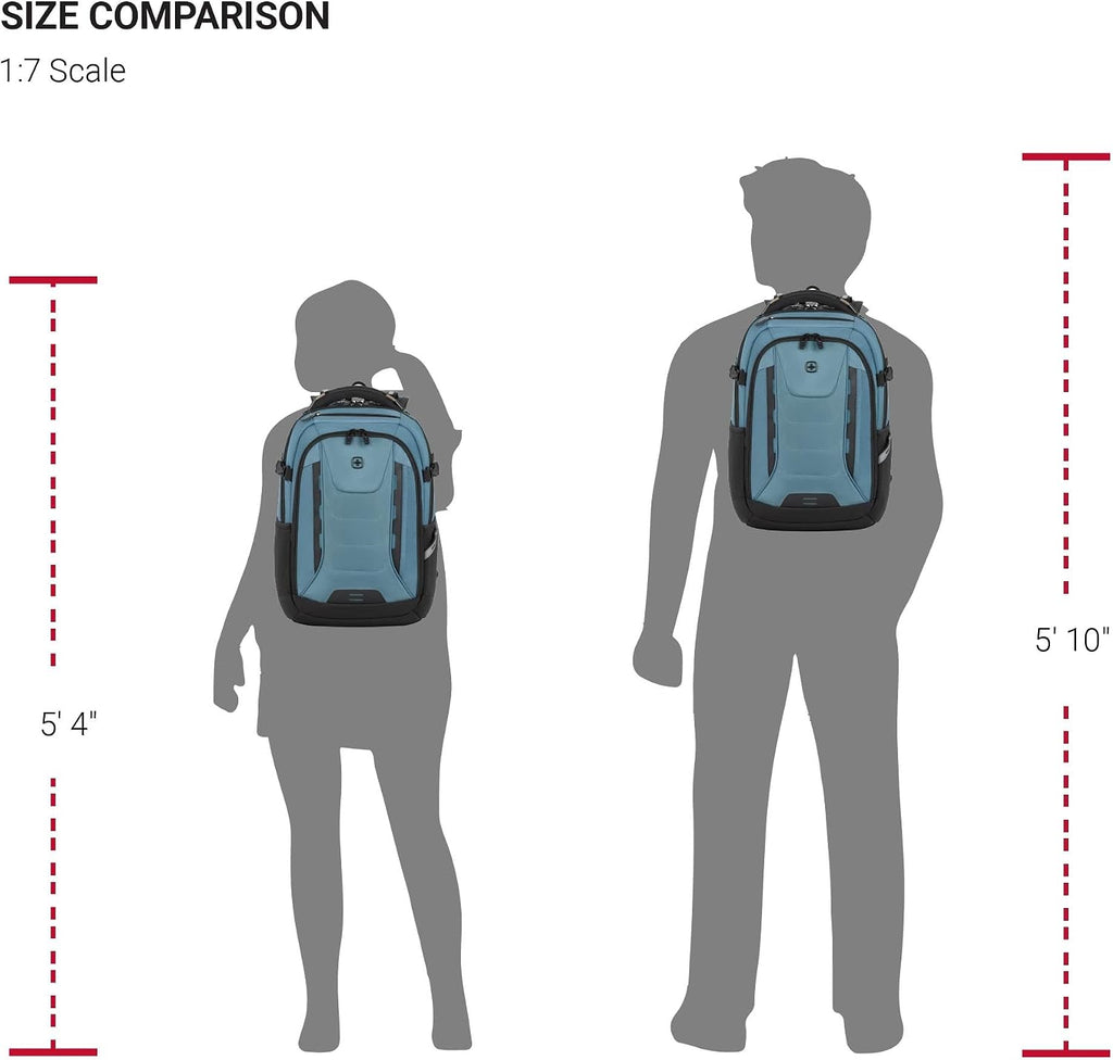 SwissGear Travel Tech Pro Laptop Backpack – Fits Laptops up to 16' – ScanSmart TSA-Friendly Backpack with Multiple Organizer Pockets – Blue