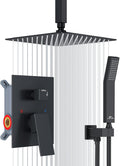 SunCleanse Rainfall Shower Faucet Set Matte Black Shower Combo Set for Bathroom with High Pressure 10 inch Shower Head with Handheld Shower Valves Shower Head and Handheld Ceiling Mounted