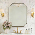 MIRRORART Contemporary Scalloped Brass Bathroom Mirrors 22x30 Inch | Notch Corner Gold Rectangle Bathroom Mirrors ,1'' Rustproof Seamless SUS Steel Frame,Wall-Mounted, Shatterproof HD Glass