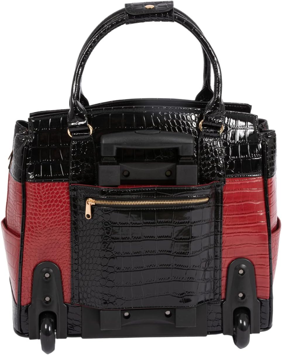 JKM & Company Rolling Laptop Bag for Women | Designer Wheeled Briefcase | Fits 13-17' Laptops | Office Travel Computer Case