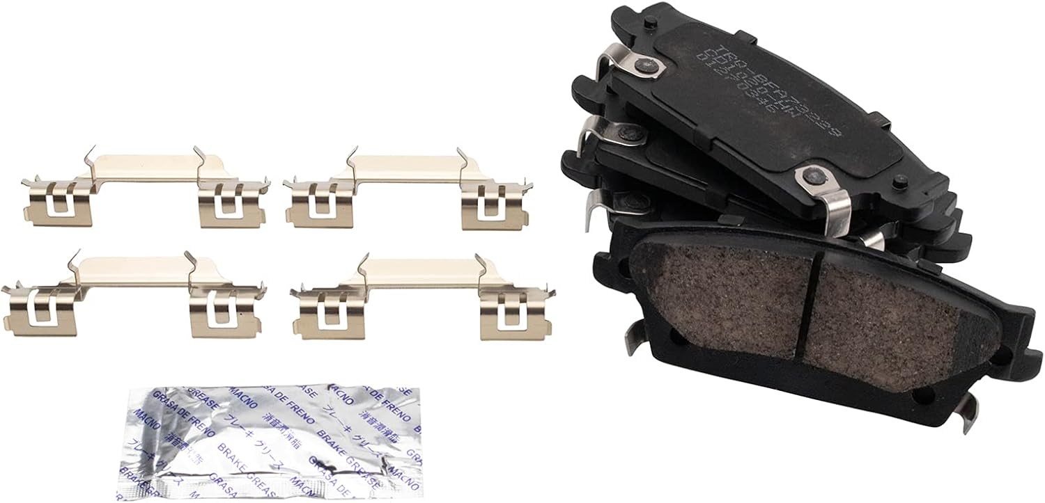 TRQ Performance Rear Brake Pad and Rotor Set Ceramic Vented Coated Slotted Drilled Calipers Compatible with 2004-2009 Cadillac SRX