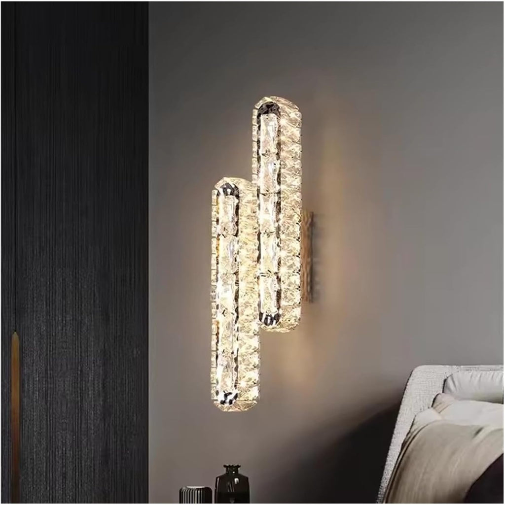Gold/Silver Wall Lamp Crystals Strip Interior Wall Light for Living Room Background Bedside Corridor Decoration,Bathroom