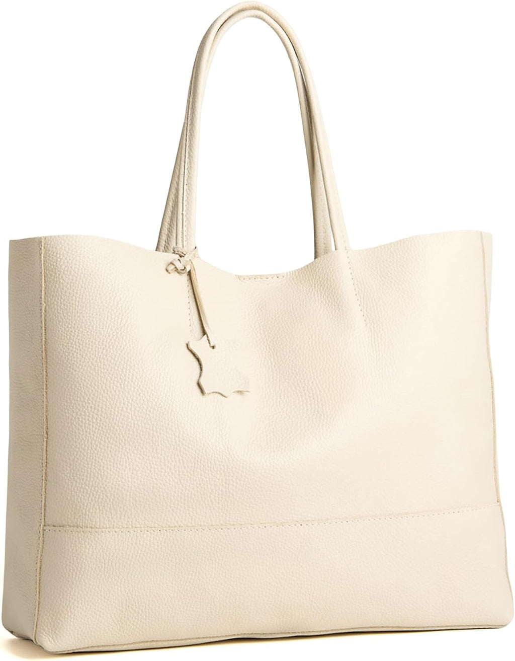 Italian Leather Tote Bag for Women - Large Shoulder Shopper, Fits 16' Laptop, Keychain Holder, Made in Italy