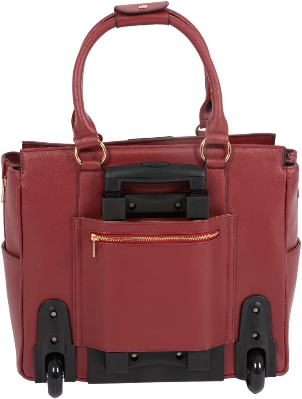 JKM & Company EXECUTIVE Burgundy Computer iPad, Laptop Tablet Rolling Tote Bag Briefcase Carryall Bag