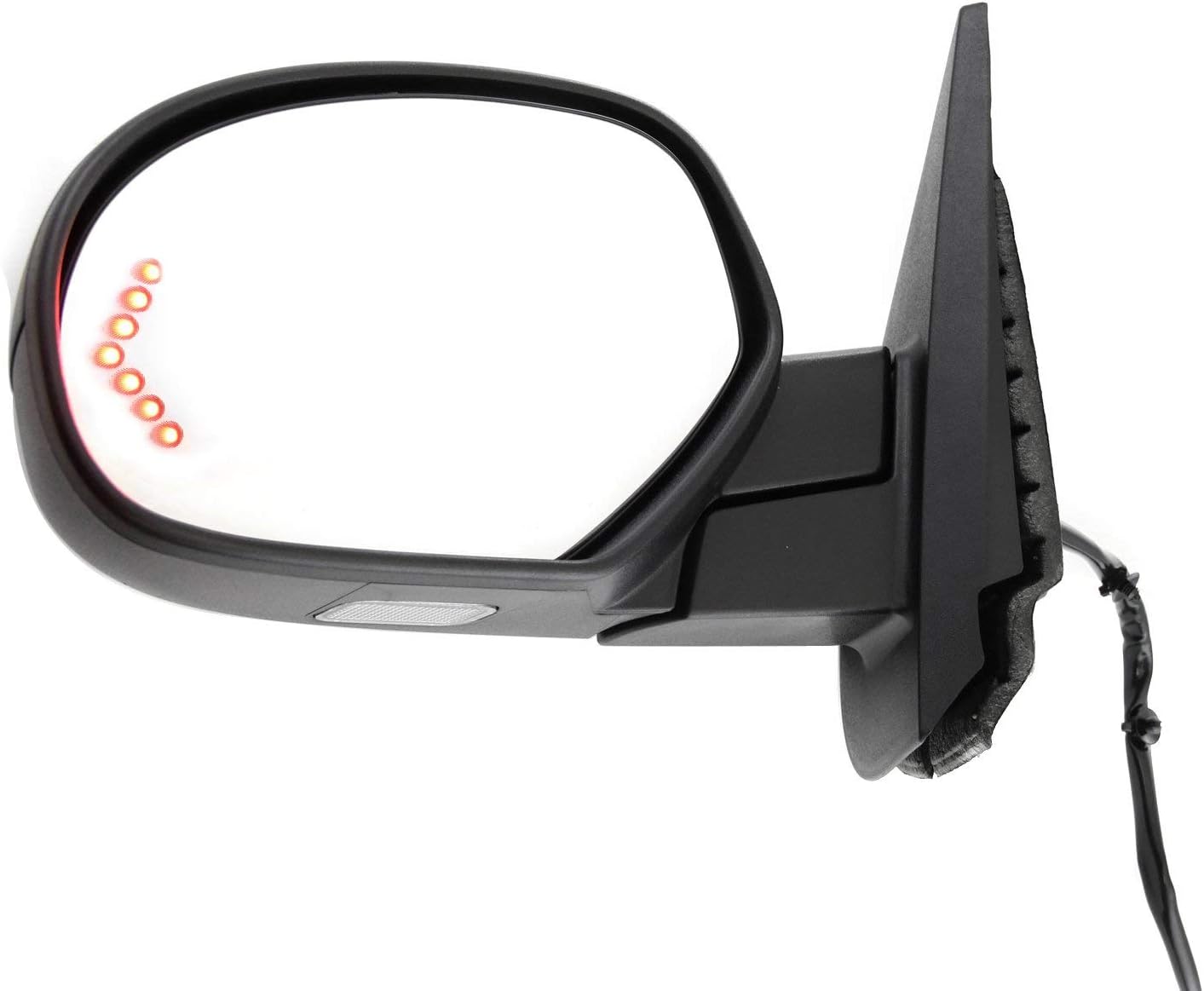 Kool Vue Right Power Heated Side Mirrors for Chevrolet Silverado 1500, GMC Sierra 1500 2007-2013, Power Fold with Signal Light & Puddle Lamp, w/o Blind Spot Monitor, Memory & Auto-Dim with 2 Caps