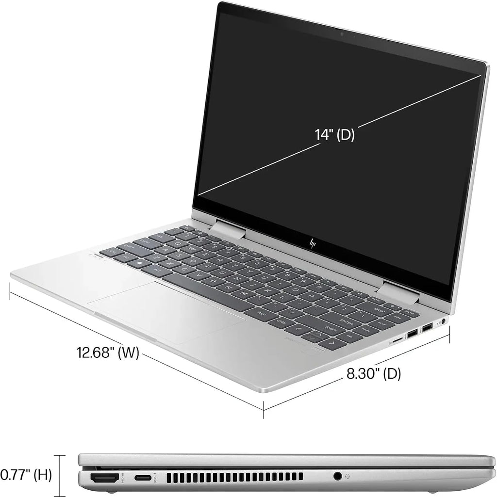 HP Envy x360 2-in-1 14 2024 Business Laptop 14' FHD IPS Touchscreen 10-Core Intel 5 120U 8GB DDR4 512GB SSD Intel Graphics Wi-Fi 6E Backlit Keyboard Fingerprint Win11 Pro w/ONT 32GB USB