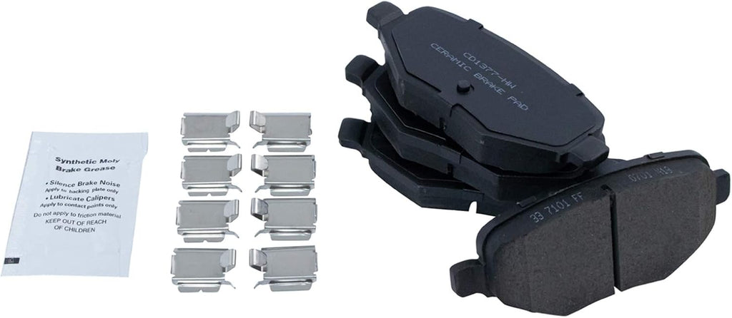 TRQ Rear Brake Pad and Rotor Set Ceramic Rotors Calipers Hoses Compatible with 2010-2012 Ford Flex 2013-2018 Taurus 2010-2013 Lincoln MKT