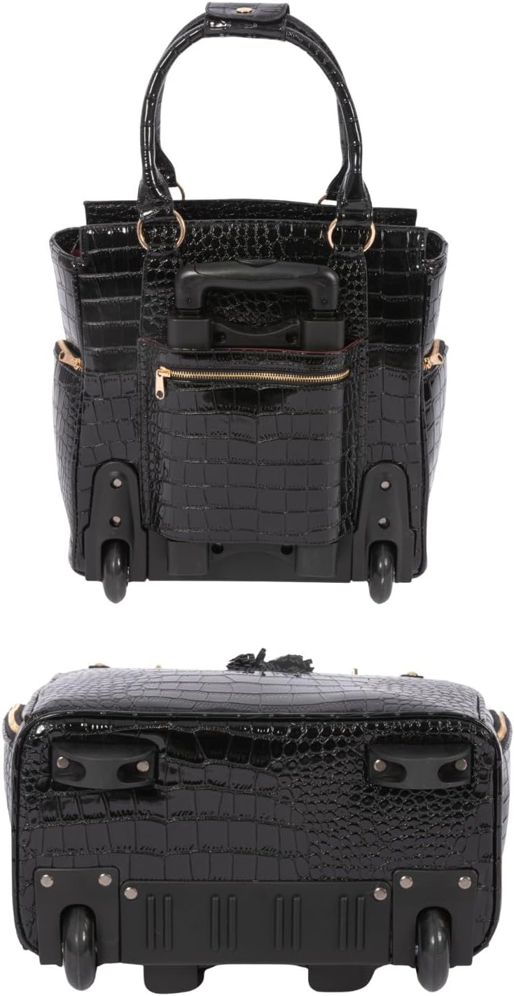 JKM & Company Rolling Laptop Bag for Women | Designer Wheeled Briefcase | Fits 13-17' Laptops | Office Travel Computer Case