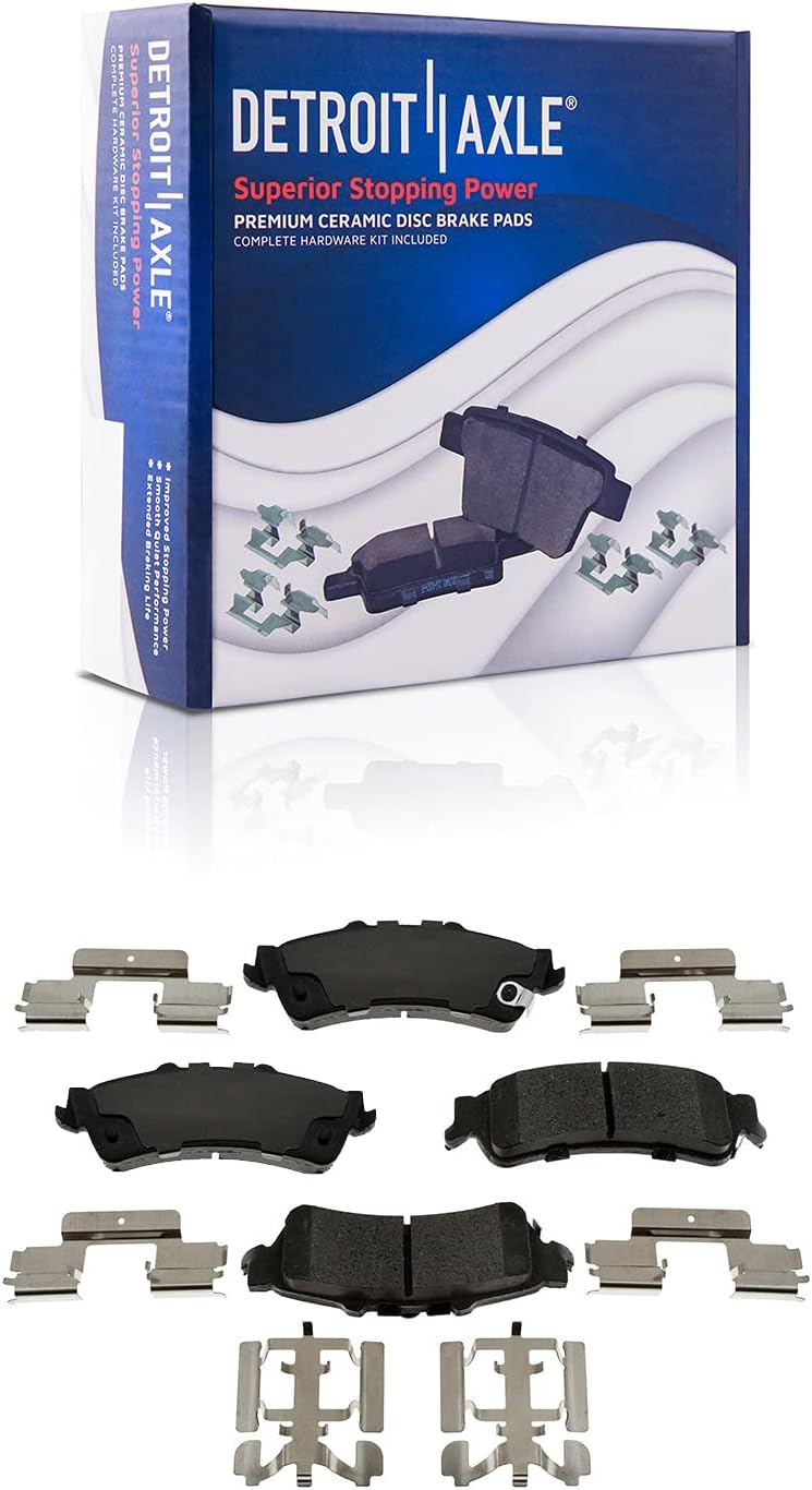 Detroit Axle - 325mm Rear Disc Rotors Brake Pads + Left Brake Caliper Replacement for Sierra Silverado 1500 Astro Tahoe Safari Yukon - 5pc Set