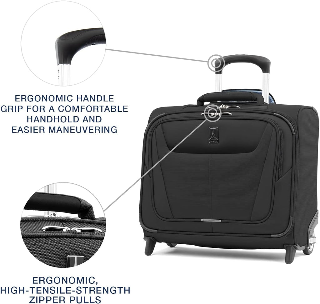Travelpro Maxlite 5 Softside Lightweight Rolling Underseat Tote Upright 2 Wheel Bag, Men and Women, 14-Inch — Black