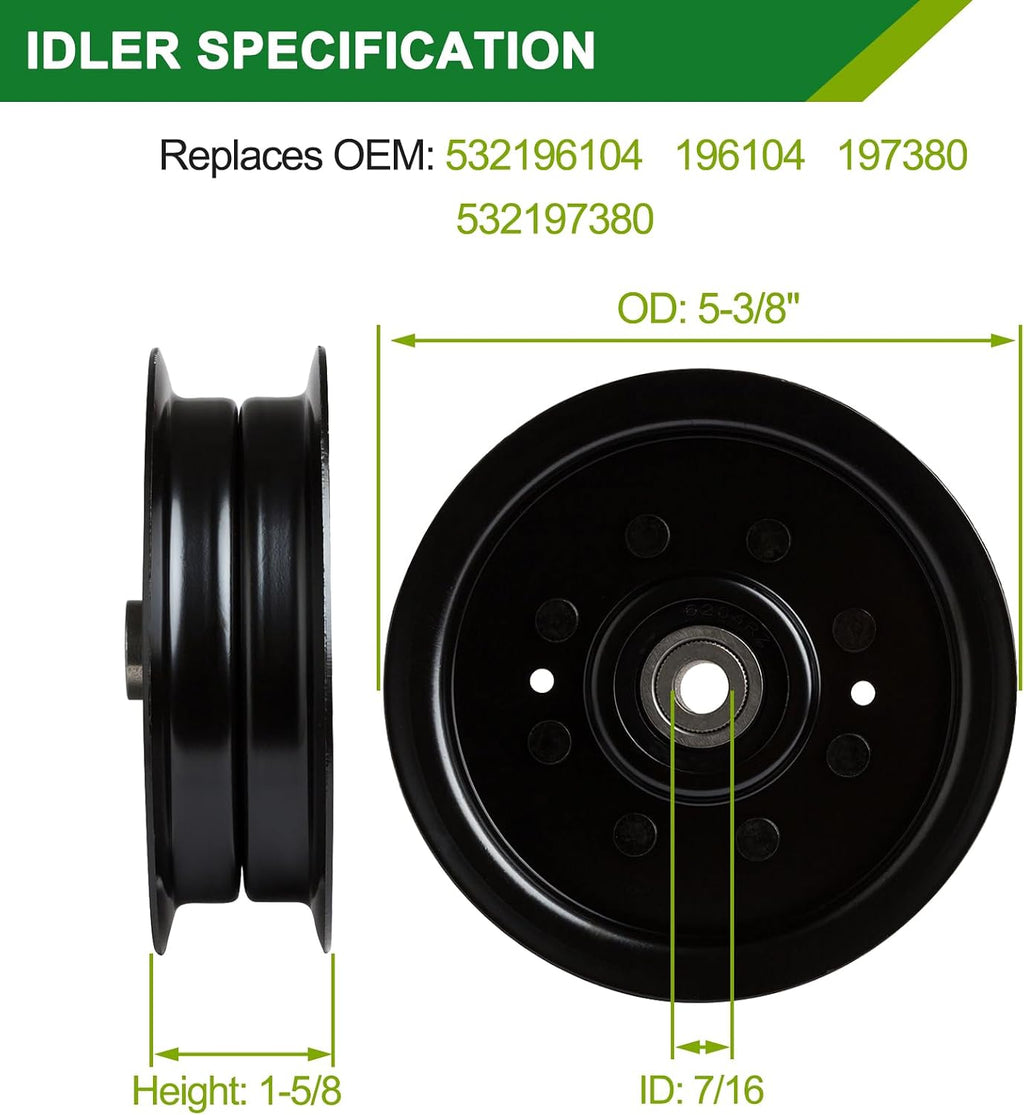 48 Inch Mower Deck Rebuild Kit - Fits Hu sqvarna YTH2348 YTH23V48 YTH1848XPT YTH22K48 YTH23K48 Poulan PB22H48, 3 Spindles(187292)+3 Blades(173921)+3 Idlers(177968,196104,196106)+1 Belt(197242)