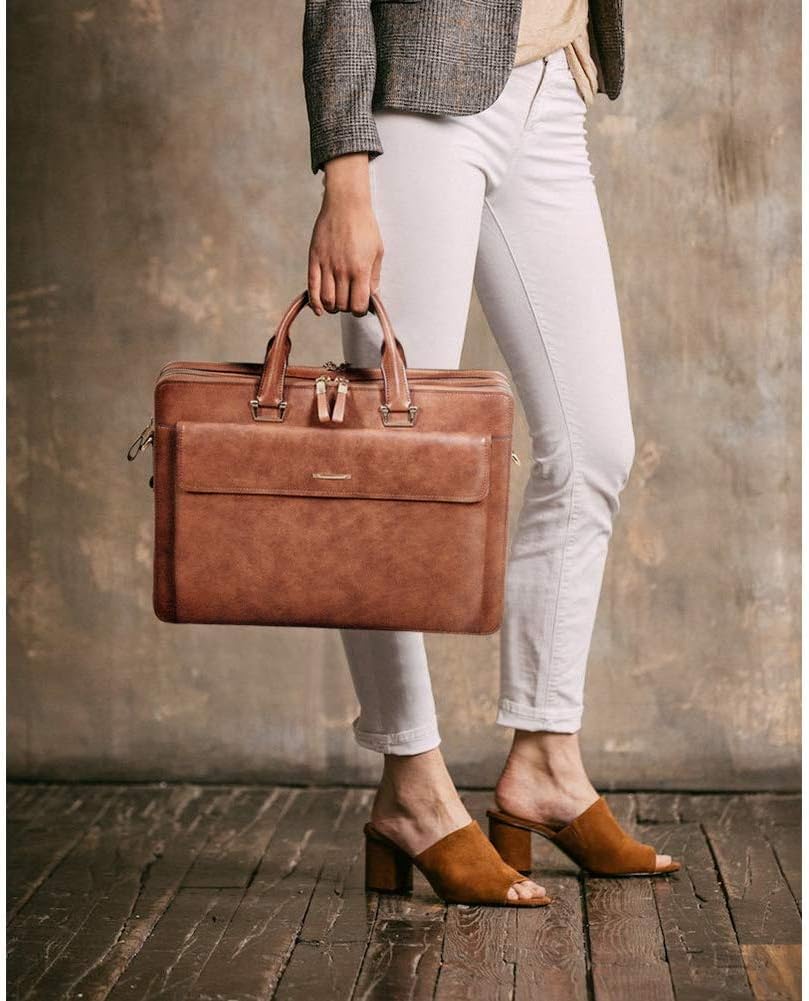 CLUCI Briefcase for Women Oil Wax Leather Business 15.6 Inch Laptop Handbag Vintage Slim Large Shoulder Work Bag | Oil Wax Leather, Business, 15.6 Inch, Laptop, Vintage, Slim