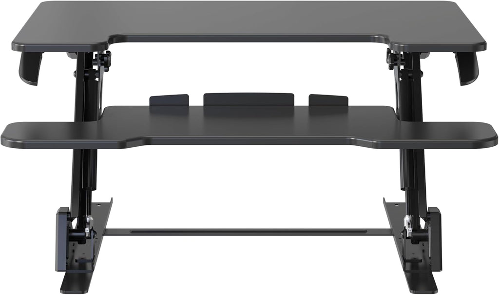 Standing Desk Converter 32 x 24 Inches - Height Adjustable Sit to Stand Riser with Keyboard Tray, Ergonomic Workstation for Home Office, Black