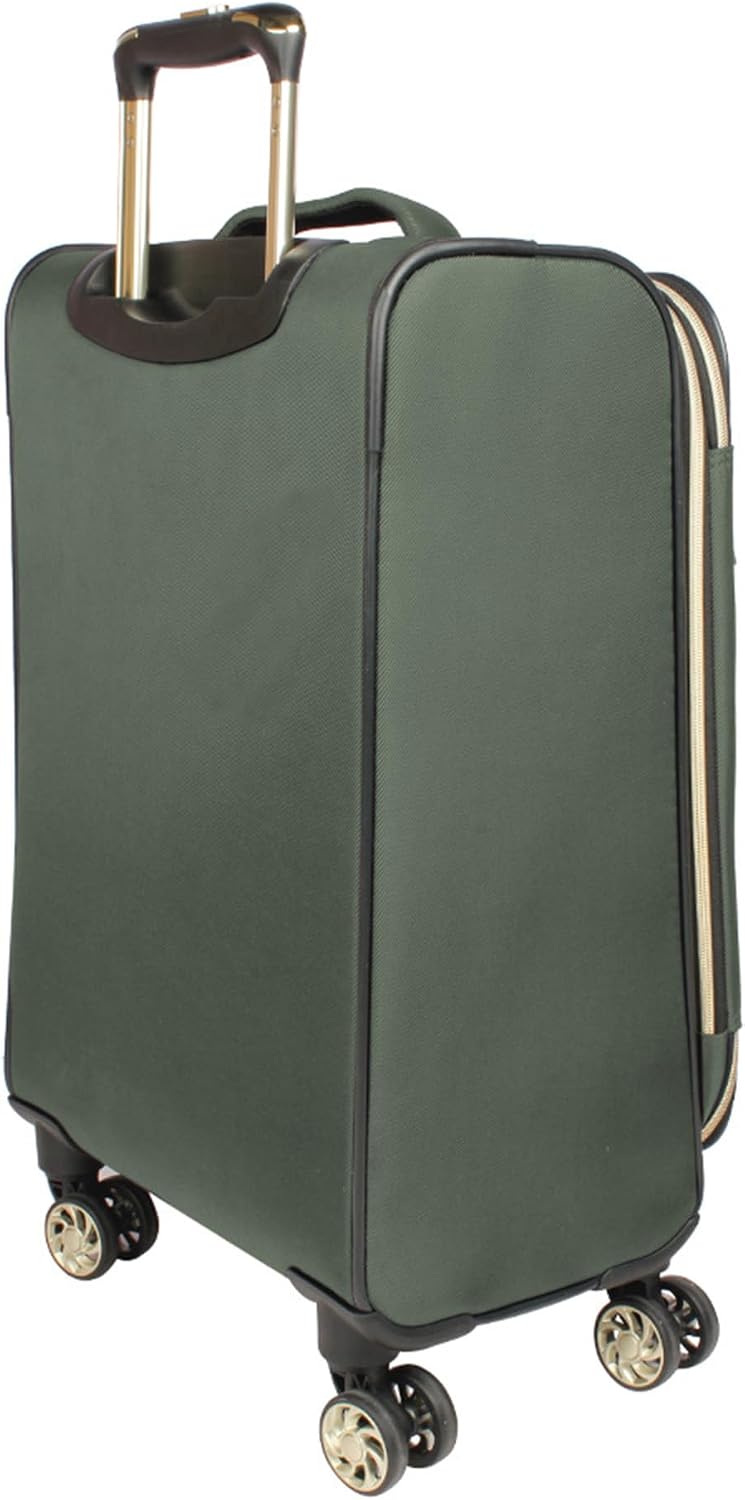 Kenneth Cole REACTION Chelsea 2-Piece Bundle - 20' Chevron Expandable 8-Wheel Carry-On Suitcase & Matching 15' Laptop Tote Bag, Olive