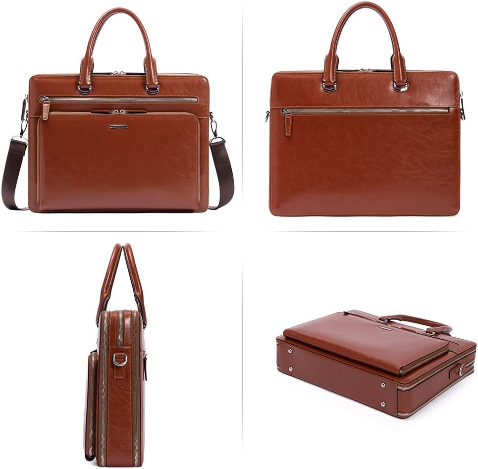 BOSTANTEN Briefcases for Men Messenger Bag Genuine Leather Laptop Bag 15.6 inch Office Work Tote for Buisness Travel