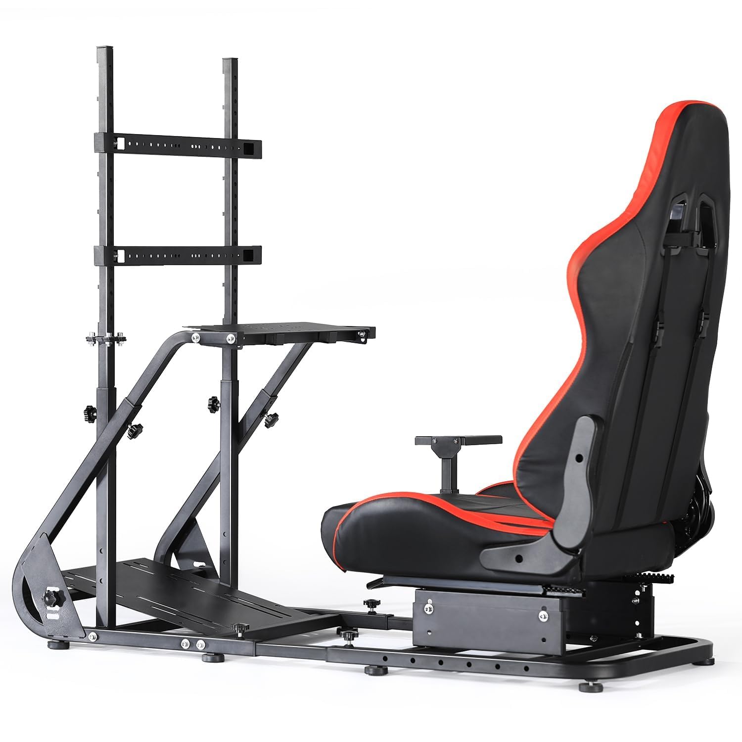 Marada Racing Simulator Cockpit Frame with Monitor Stand, Gear Mount, Red seat Compatible with Logitech G923 G920 G29, for FANTEC Adjustable Wheel and Pedals Not Included Racing Cockpit Full Kit
