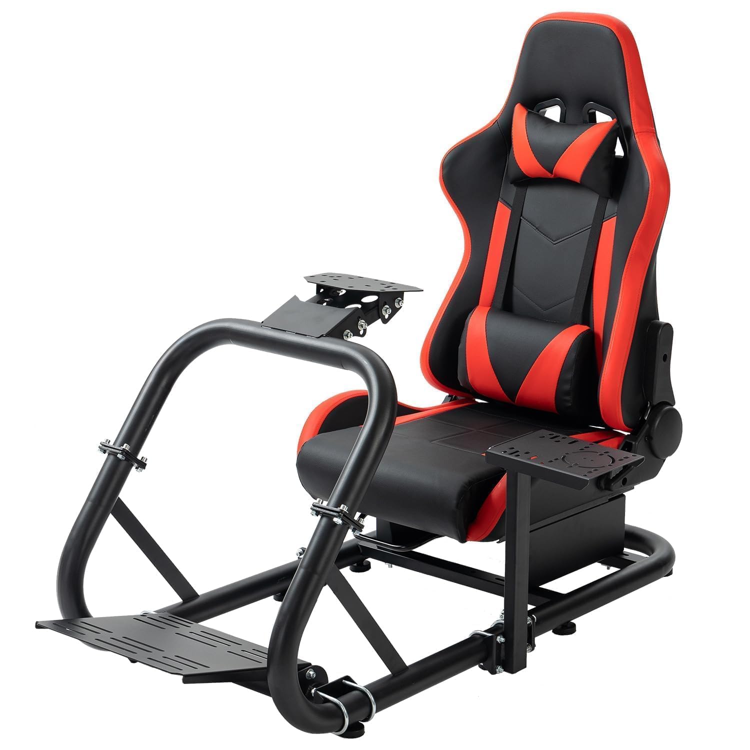 Marada 50mm Stable Round Tube Sim Racing Rig Racing Simulator Cockpit with Red Seat Fit for Logitech G29 G920 G923, for Thrustmaster T300RS, for Fanatec, for Moza, No Steering Wheel, Pedal, Handbrake
