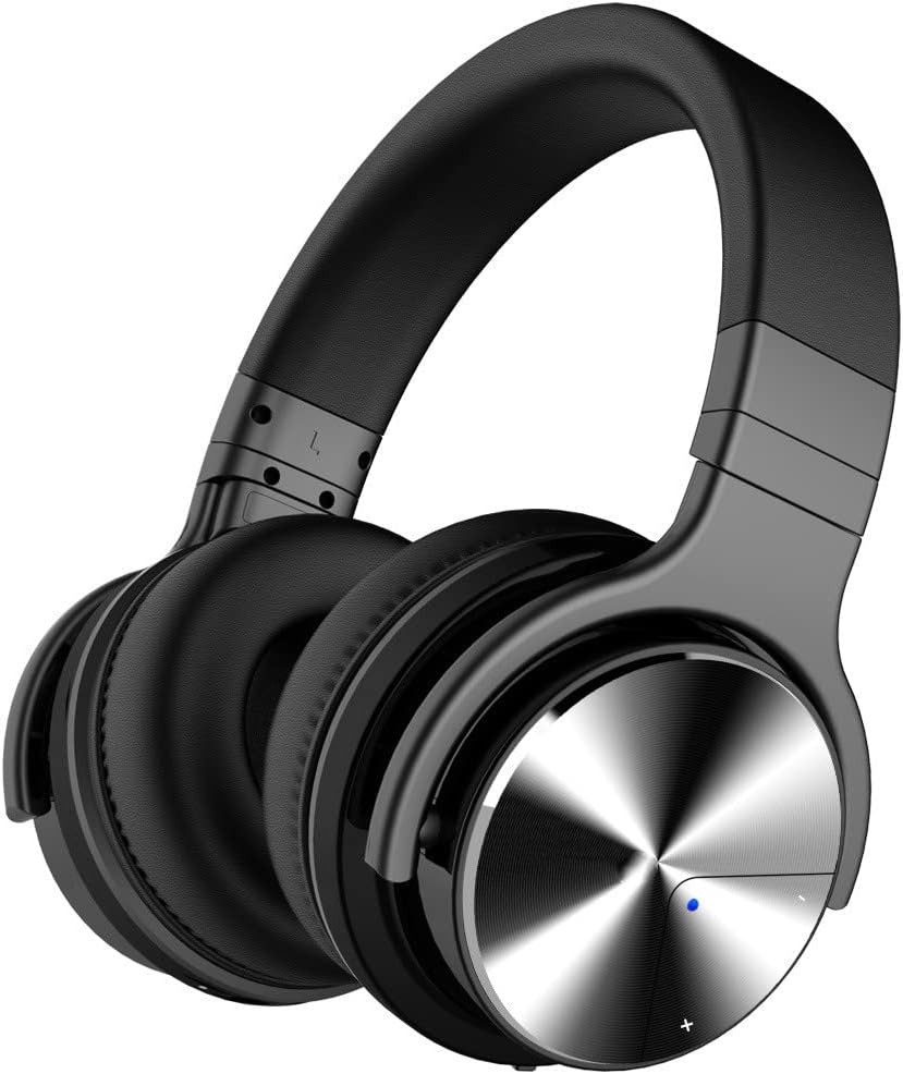 ANC Active Noise Cancelling Wireless Bluetooth Over-Ear Headphones with Mic Hi-Fi Stereo Deep Bass Foldable On-Ear Headsets, 30H Playtime, for Sports/TV/Work,Black