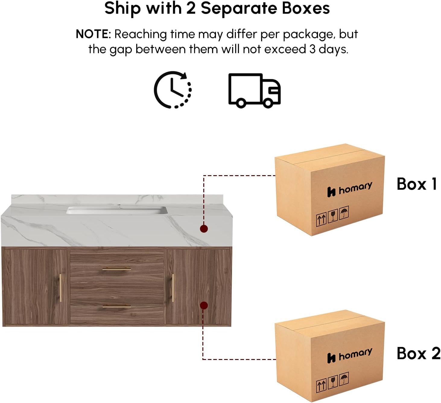39.3' Floating Bathroom Vanity Set, Modern Wall-Mounted Vanity with Sintered Stone Countertop, Undermount Sink & Walnut Finish, Easy to Clean