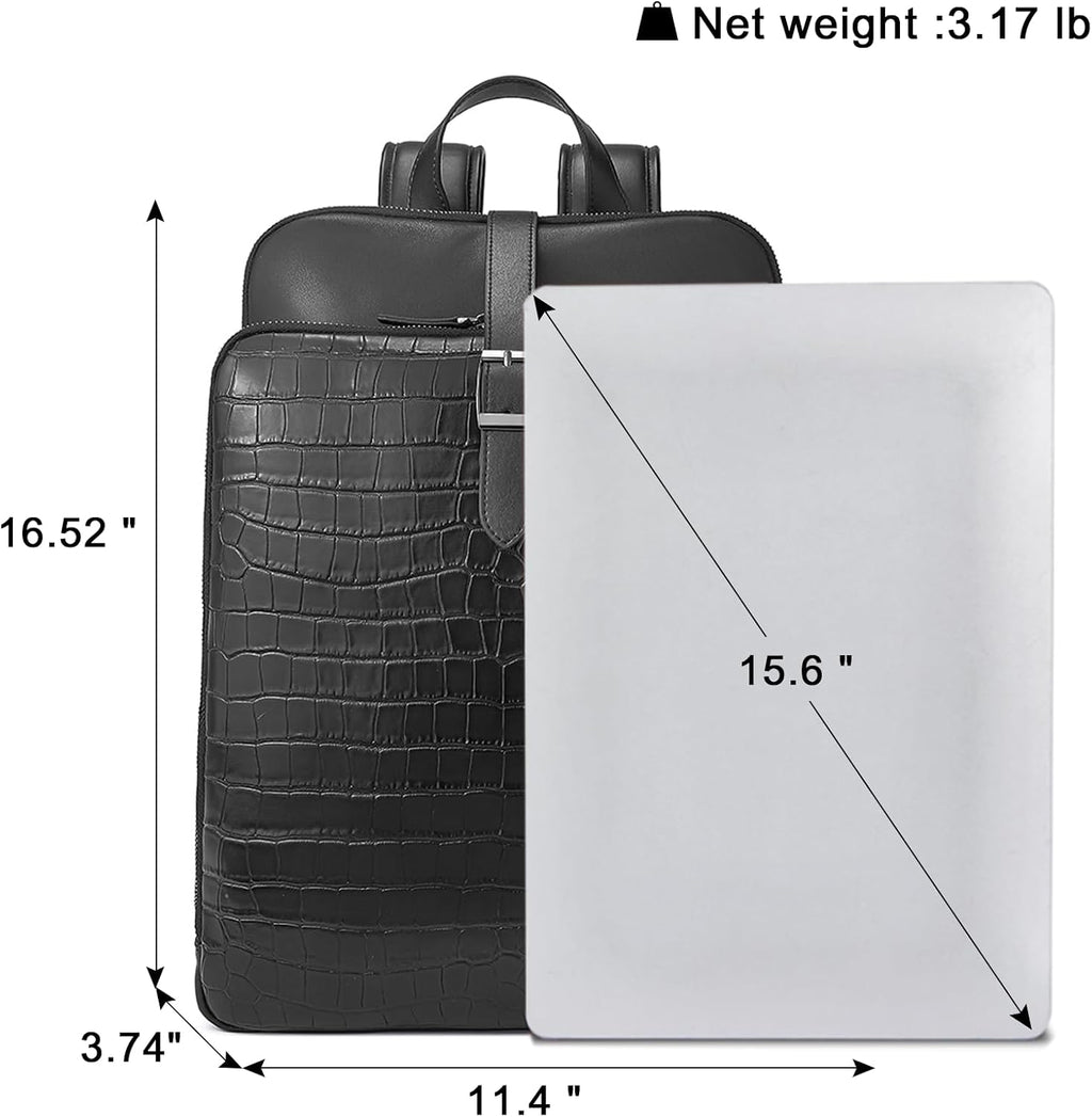 CLUCI Leather Backpack for Women, 15.6 inch Laptop Bag, Large Genuine Work Backpack Travel Back