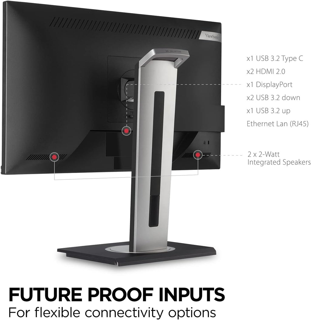 ViewSonic VG2756-4K 27 Inch 4K Monitor, IPS Display with 90W USB-C for Smooth Home and Office Productivity, Full Ergonomic Adjustability, RJ45, HDMI, USB Hub, and DisplayPort Inputs