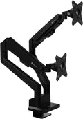 Arozzi Alzare Neo Duo Dual Gas Spring Monitor Arm - 2 Independent Arms, 17':34' Monitors, VESA 75/100, 360 Rotation, Up to 20 lbs Each, Cable Management, C-Clamp & Grommet Included - Black
