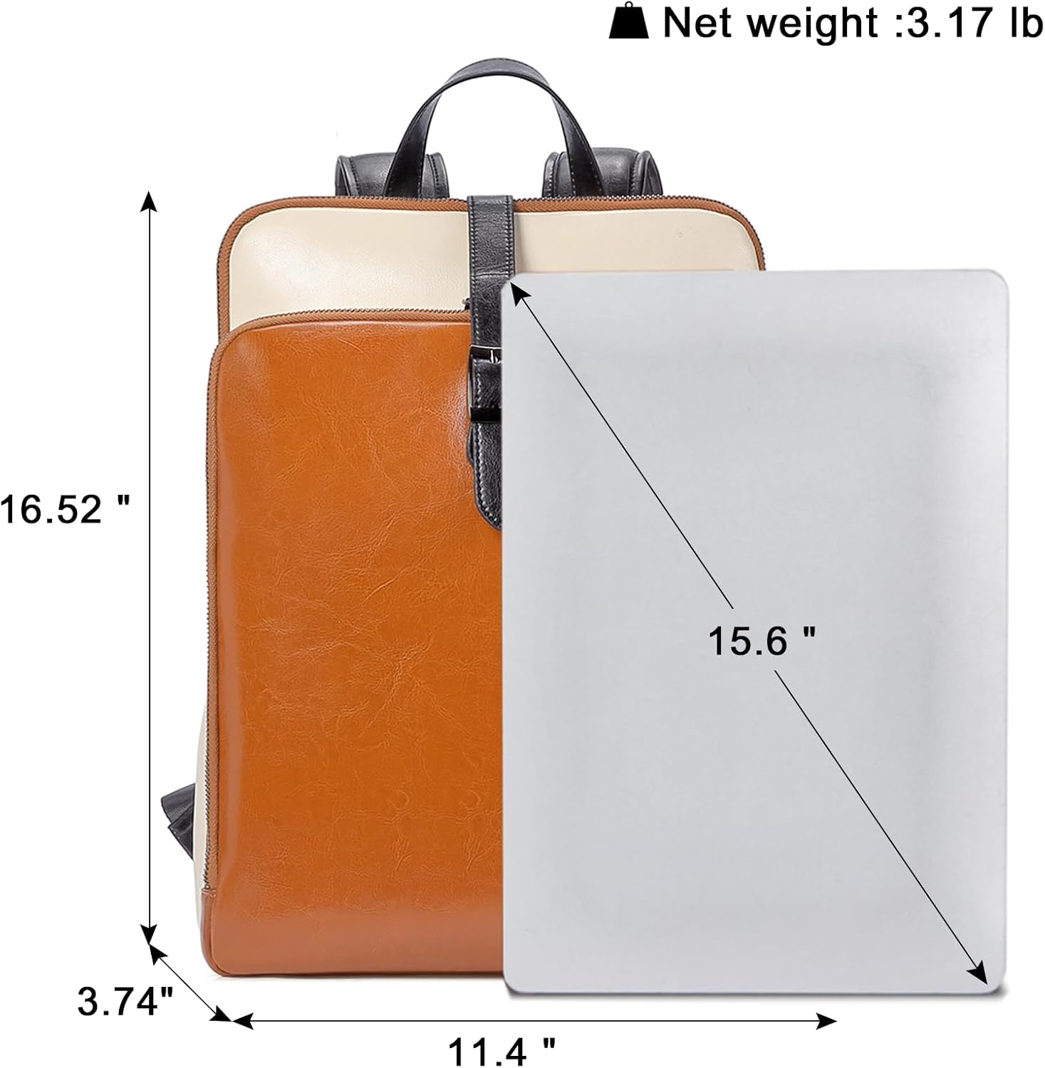CLUCI Leather Backpack for Women, 15.6 inch Laptop Bag, Large Genuine Work Backpack Travel Back