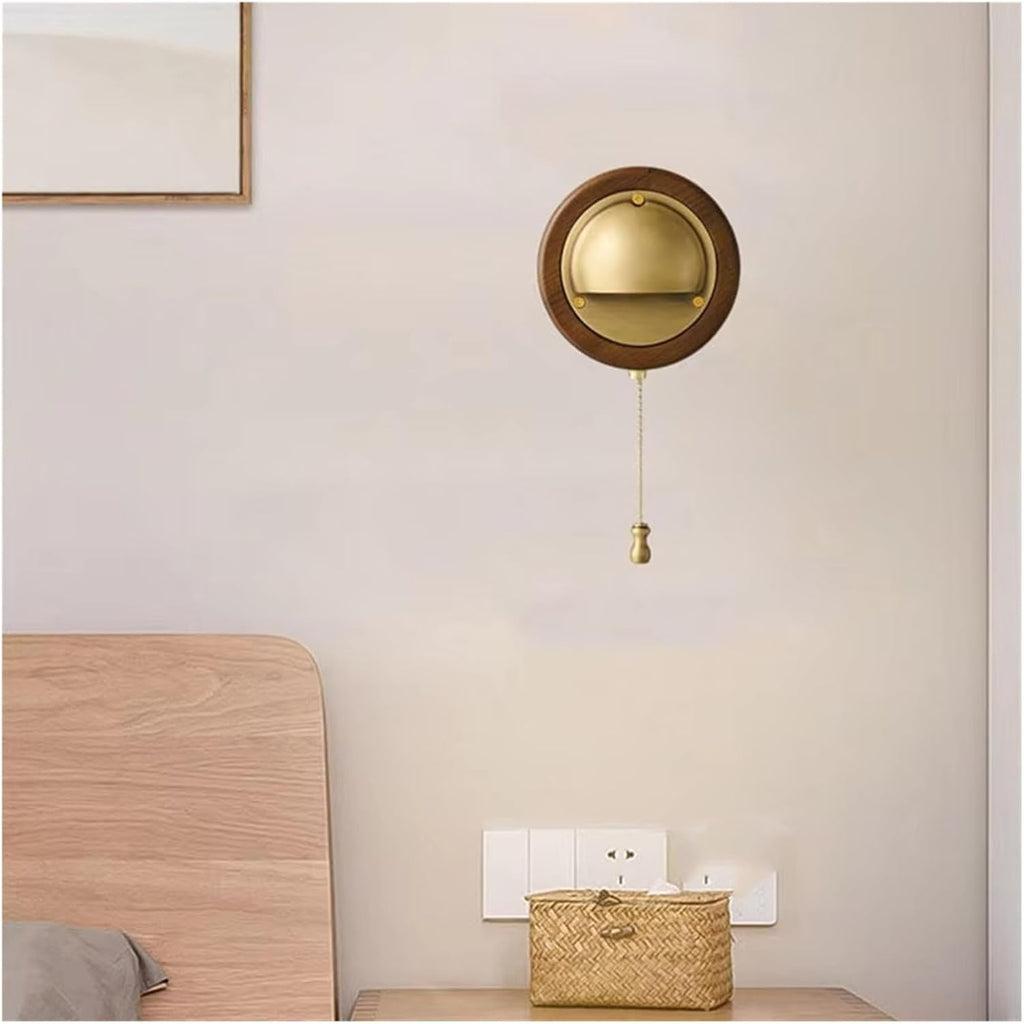 Wall Lamp E27 Bulb Made of Gold and Silver Wood with Switch, Living Room Staircase Hallway Light,Bathroom