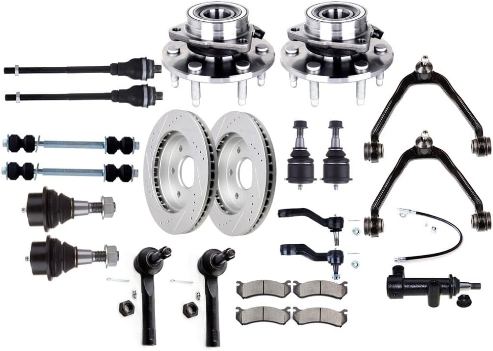 ECCPP - 23PCS Front Upper Control Arm Idler Pitman Arm Tie Rod End Sway Bar Link Wheel Hub Brake Kit For Chevy Silverado 1500 Avalanche Suburban Tahoe For GMC Sierra 1500 Yukon For Cadillac Escalade