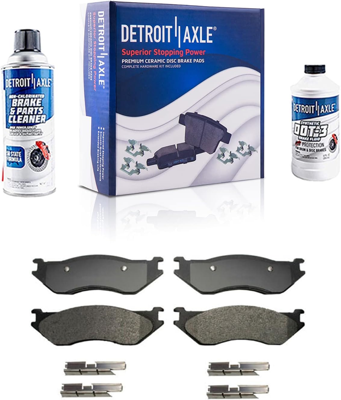 Detroit Axle - Front Brake Kit for 05-06 Dodge Durango, 02-05 Ram 1500, 13.23'' inch Disc Brake Rotors Ceramic Brake Pads Brake Calipers 2002 2003 2004 2005 2006 Replacement