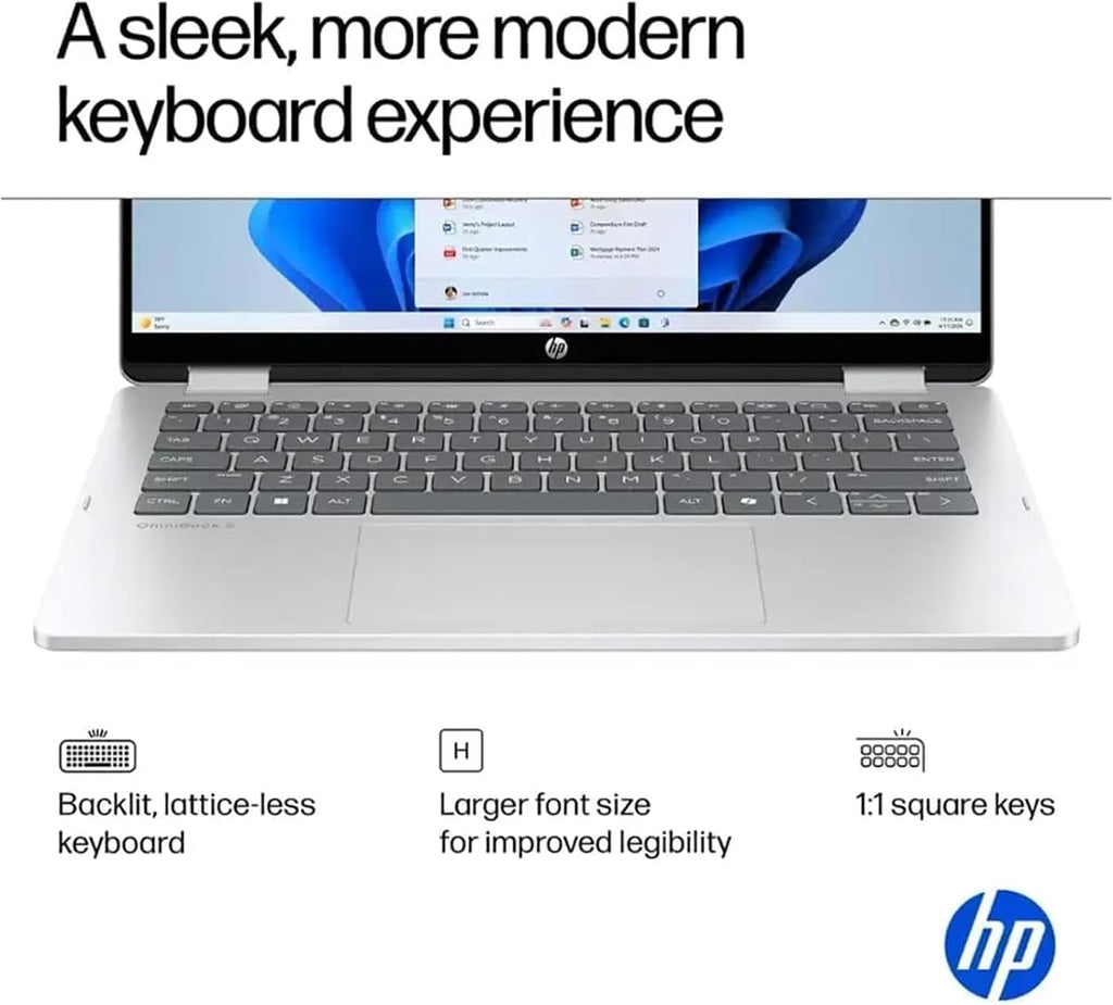 HP OmniBook 5 Flip 2-in-1 14' 2K Touchscreen Laptop, Intel 10-Core 7 150U, 16GB LPDDR5 RAM, 512GB SSD, Intel Graphics, Copilot, Backlit Keyboard, Wi-Fi 6E, Windows 11, Glacier Silver, EAT 16GB USB PEN
