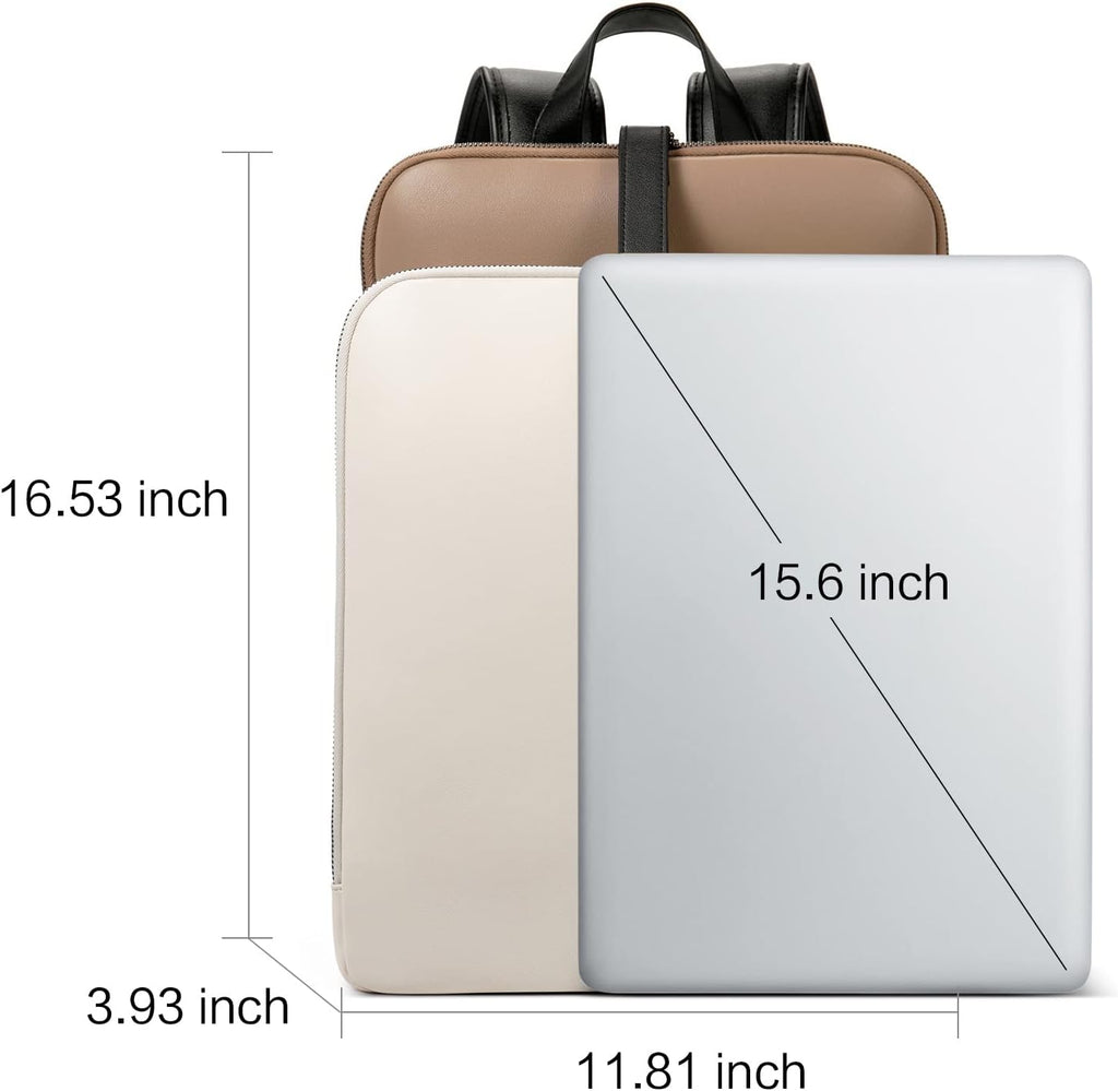 CLUCI Leather Backpack for Women, 15.6 inch Laptop Bag, Large Genuine Work Backpack Travel Back