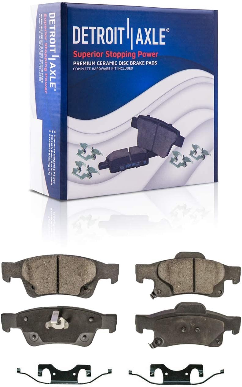 Detroit Axle - Brake Kit for 2011-2020 Dodge Durango, 2011-2019 Jeep Grand Cherokee, Front & Rear Disc Brake Rotors Ceramic Brake Pads Wheel Lug Nuts 2012 2013 2014 2015 2016 2017 Replacement