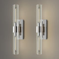 YUYI Nickel Wall Sconces Set of Two, 22.8'' Indoor Sconces Wall Decor Set of 2 with Clear Glass Shade, Bathroom Vanity Wall Lights for Bathroom Living Room Bedroom Hallway Fireplace Staircase