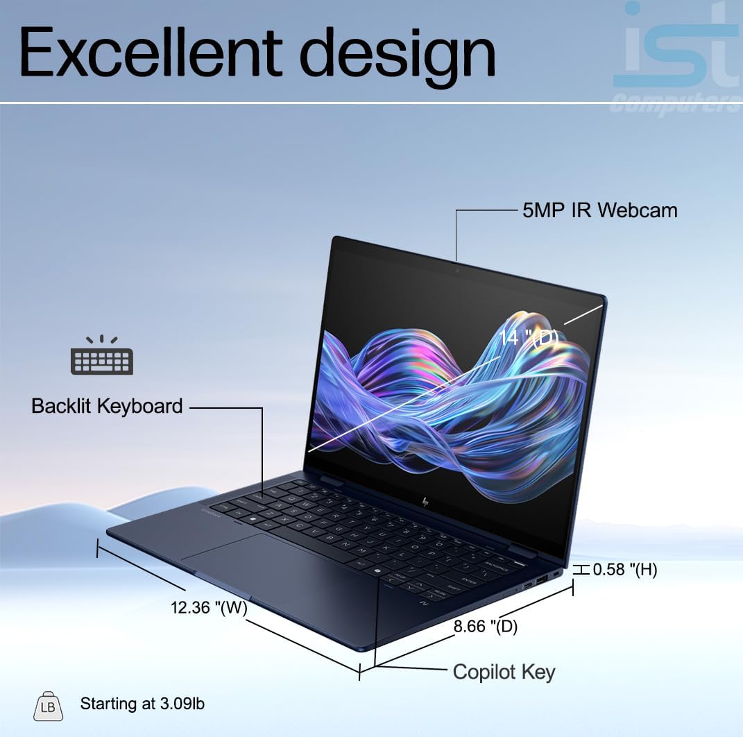 HP EliteBook X Flip G1i (Next Gen 1040 X360) AI PC 2-in-1 Business Laptop (14' FHD+ Touchscreen, Intel Core Ultra 7 268V, 32GB DDR5, 1TB SSD), Rechargeable Pen, IR Webcam, Thunderbolt 4, Win 11 Pro