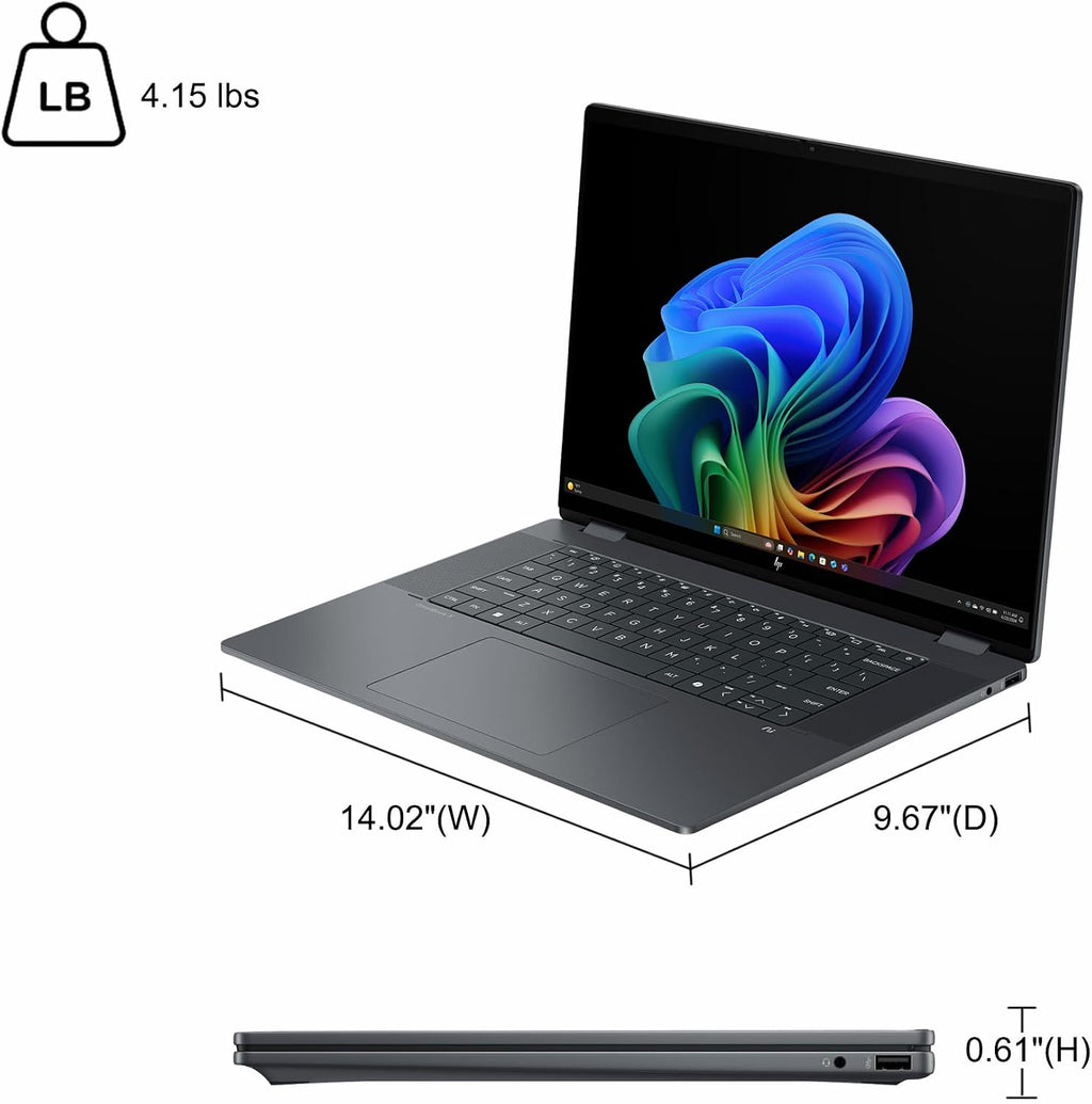 HP OmniBook X Flip 2-in-1 Laptop 16' 3K OLED Touch (100% DCI-P3, 120Hz) Intel 8-core Ultra 9 288V (Up to 48 Tops) 32GB RAM 4TB SSD for Creator Designer Business Professional Win11 ICP Hub