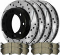 Brake Pads & Rotors Kit 8pcs Ceramic Sets 4pcs Drilled and Front Rear Side Black and Slotted for Chevy for GMC for Sierra 2500HD 2001-2006