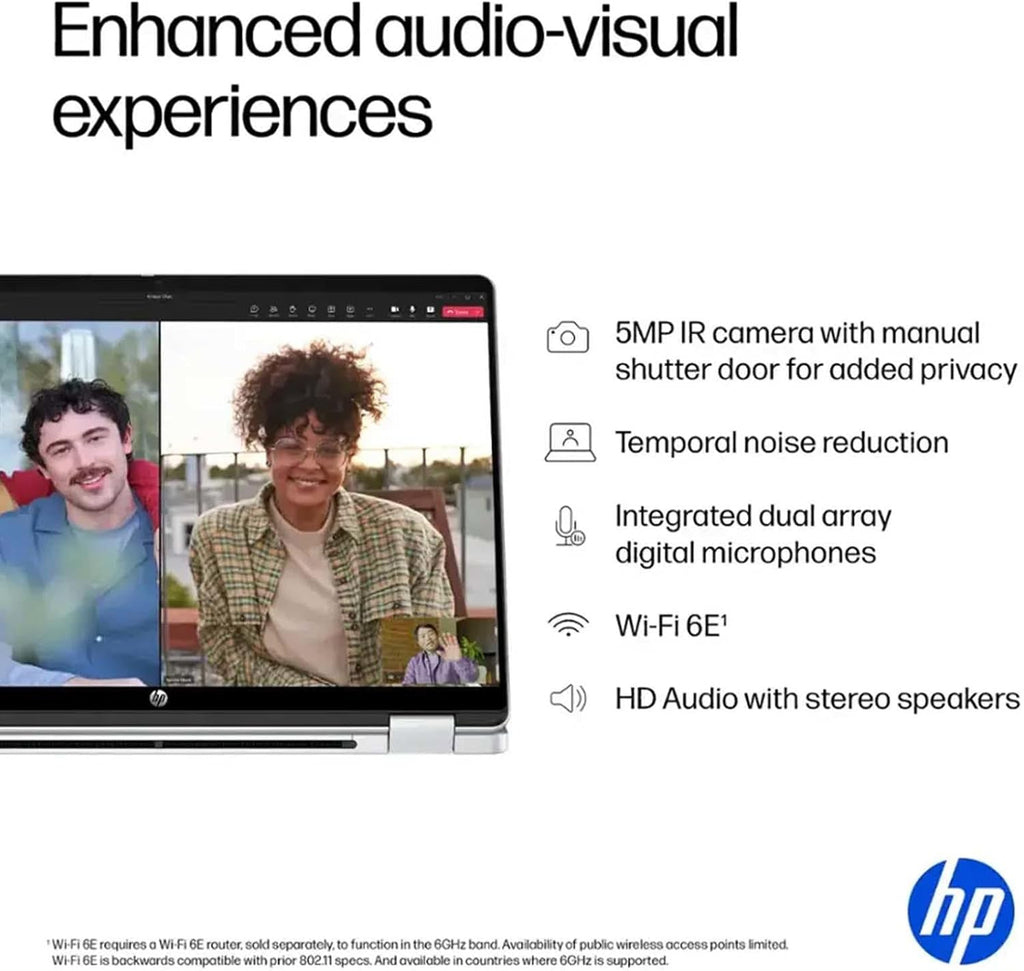 HP OmniBook 5 Flip 2-in-1 Business Laptop - 14' 2K Touchscreen Laptop - Intel Core 7-16GB LPDDR5 RAM - 2TB SSD - 5MP IR Camera | Wi-Fi 6E | Microsoft Copilot | Windows 11 Pro - Glacier Silver